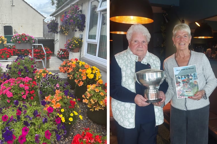 Rose Bowl winners and Mrs Hartland’s winning flowers