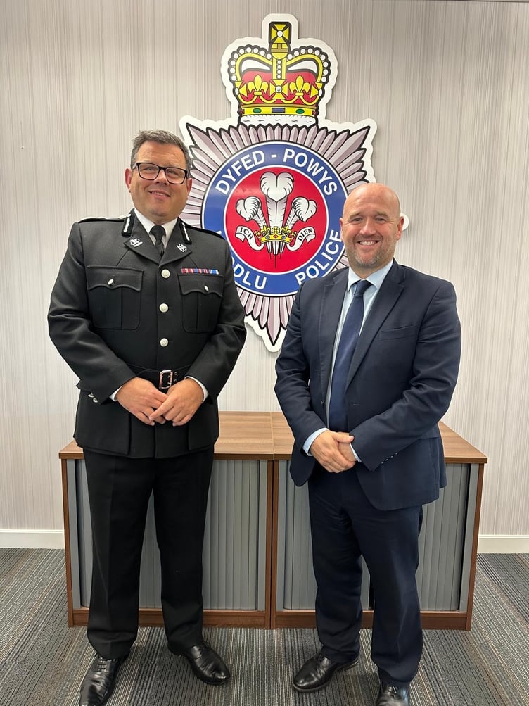 PCC Dafydd Llywelyn and Chief Ifan Charles