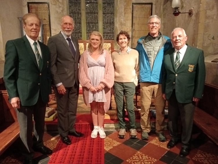 Pictured: Edward Morris, Rev’d William Lambert, Mirelle Ryan, Beth and Jud Kelley and Nigel Phillips.