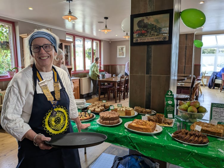 Tenby Inner Wheel president Maggie at the Macmillan Coffee Morning