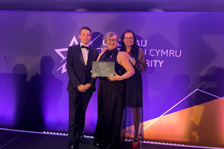 Kirsty Palmer, Jamie Lee- Brown (from Pembrokeshire), and Cerys Sage at the awards ceremony