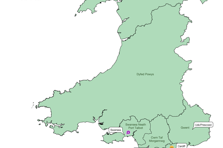 HM Prison & Probation service and National Probation Service Wales Division Map