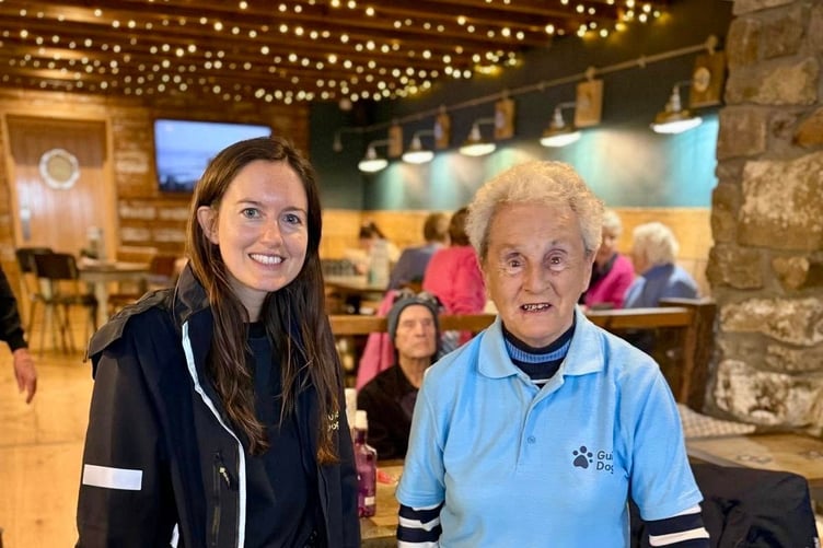 Eva Rich (right) at the 50th Anniversary Pembrokeshire Fundraising Group for Guide Dogs Coffee Morning in Saundersfoot