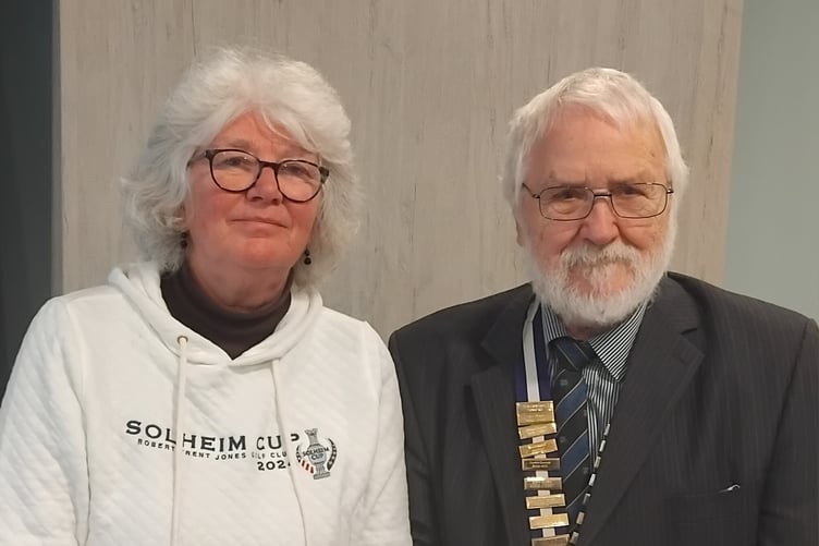 Rebecca Naden with Narberth Probus President Patrick Jones