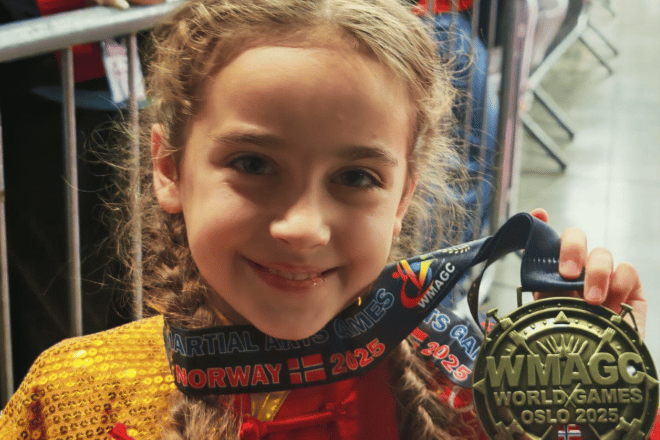Maia with her medals