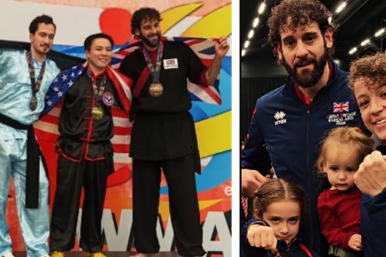 Sifu Matthew Rumbelow on the podium and with family