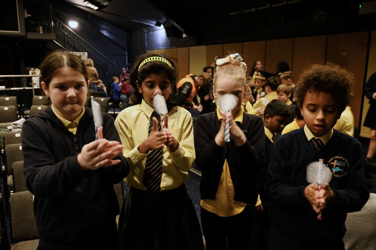 St Teilo's pupils with their optical illusions