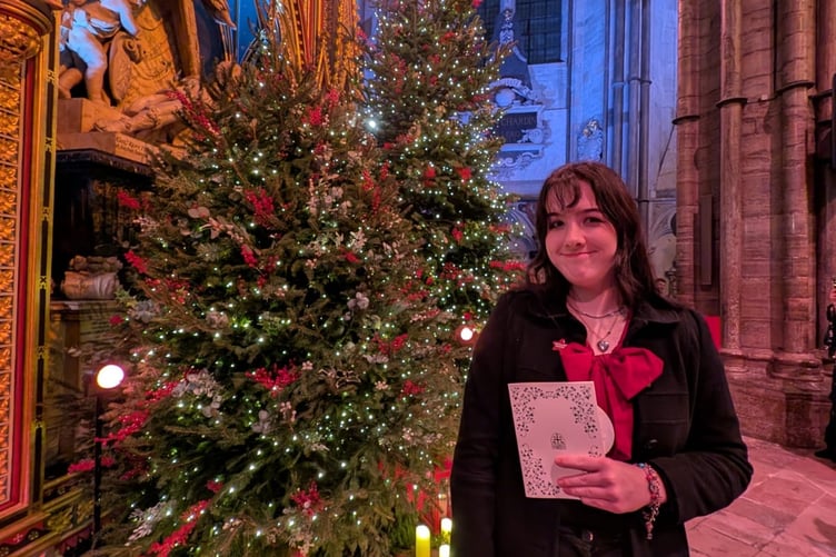 Young carer Meghan, Haverfordwest, at Westminster Abbey carol service