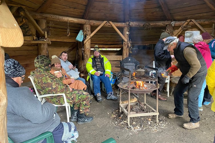 Wellbeing gathering at South Scolton Woods Roundhouse