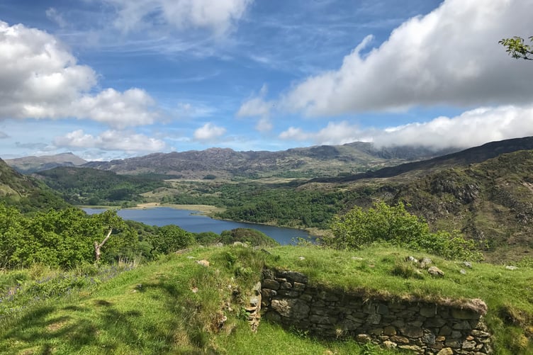 View of Nant Gwynant from Dinas Emrys, Beddgelert, Snowdonia