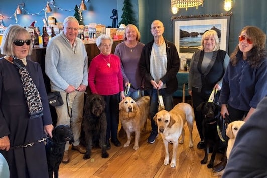 Pembrokeshire fundraisers for Guide Dogs Cymru were presented with a donation of £750 during a recent quiz night at the Temple Bar Inn, Amroth