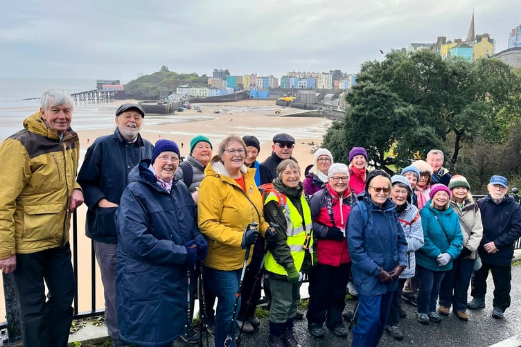 Steadies on the zig zag path to North Beach, Tenby on January 31.