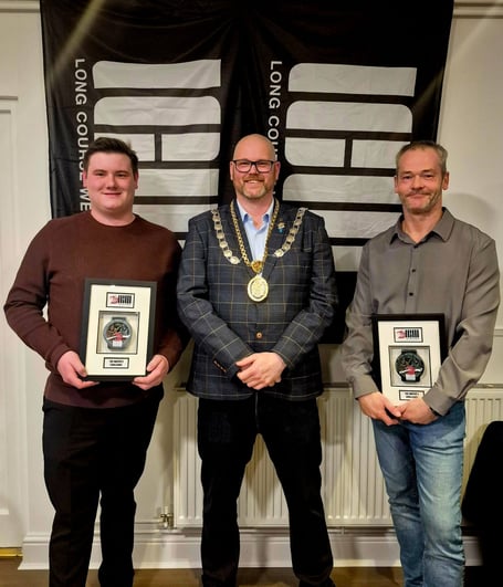 Mayor Cllr Dai Morgan with Miles and Peter for Tenby Sea Cadets and the Old Chapel