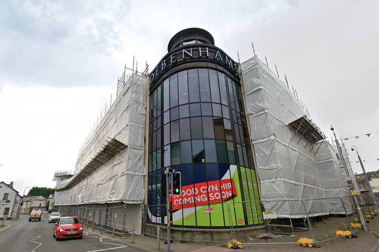 The empty Debenhams store in Carmarthen which is being turned into a council, leisure and health hub
