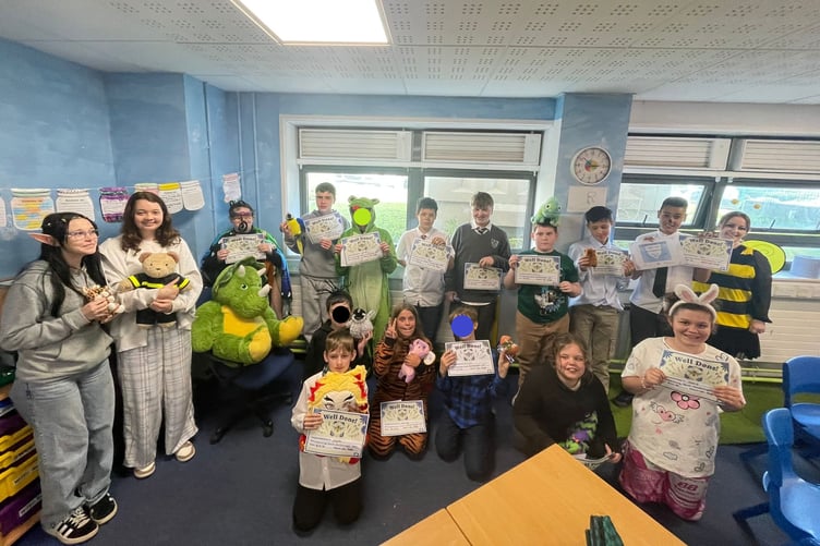 ‘Tonnau’ pupils at Ysgol Greenhill taking part in Sir David Attenborough Day