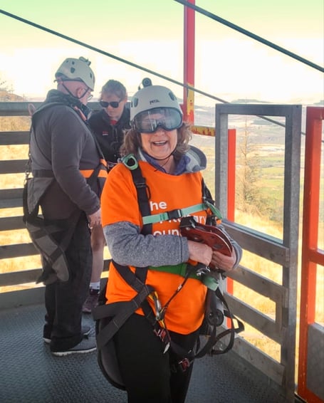 Carew WI president Edith took on the world’s fastest seated zip wire, raising £1,121 for charity
