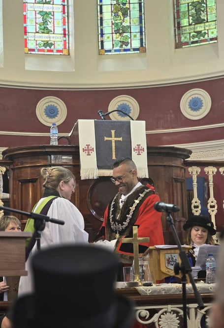 Making history: New Haverfordwest mayor Randell Thomas-Turner and continuing sheriff Dani Thomas-Turner (right)