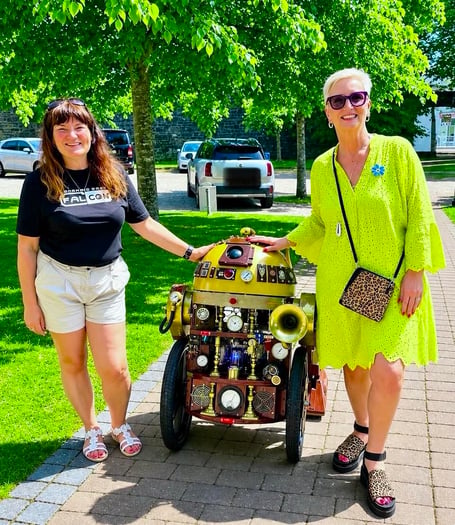 Councillors Michele Wiggins and Claire Francis-Boswell at Pembroke Dock Heritage Centre with a steampunk take on R2D2