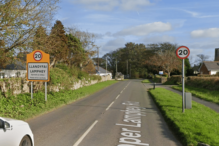 Lamphey, near Pembroke 20mph signs, drive carefully