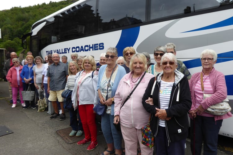Tenby Friendship Club members, pictured on their arrival at Craig-Y-Nos Castle