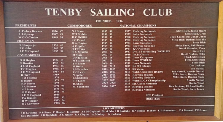 Tenby Sailing Club - info board