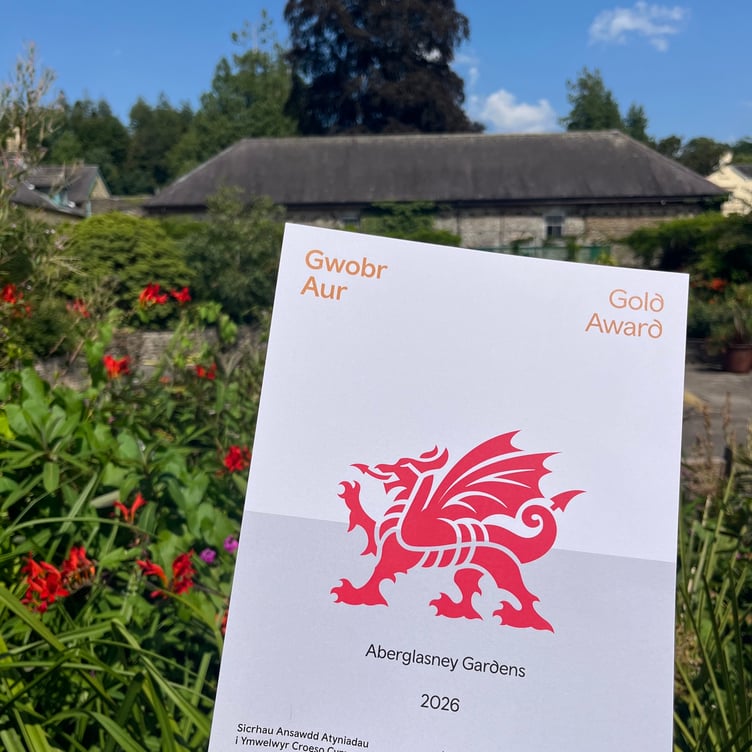 The Visit Wales Gold Certificate for Aberglasney Gardens, Carmarthenshire